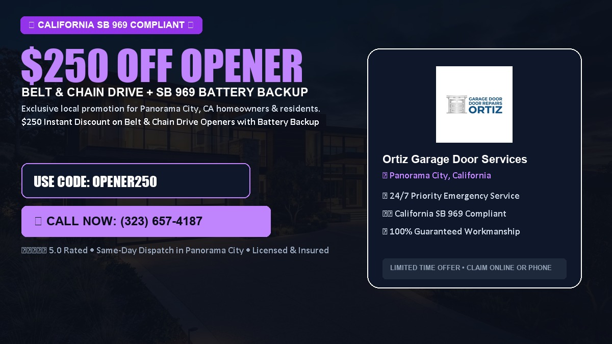 $250 OFF Smart Garage Door Opener Installation (Belt & Chain Drive with California SB 969 Battery Backup) in Panorama City, CA
