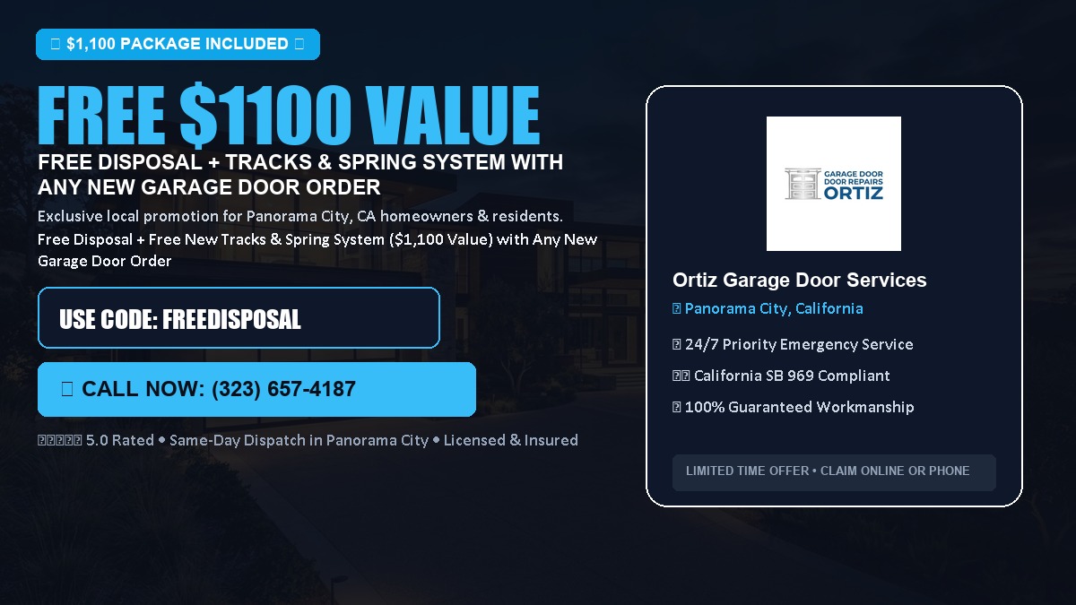 Free Disposal + Free New Tracks & Spring System with Any New Garage Door Order ($1100 Value) in Panorama City, CA